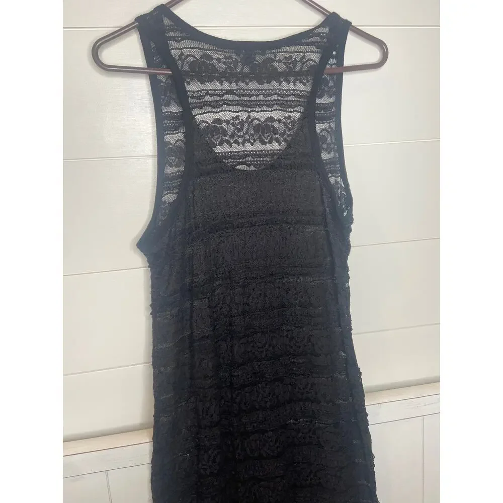 ❤️ Forever- Sheer Black Floral Cover Up Dress Size XL Nylon/Spandex - Picture 3 of 4
